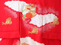 お宮参り初着レンタル 掛け着 赤 正絹