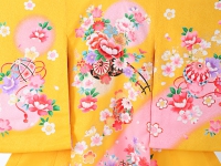 お宮参り初着レンタル 掛け着 黄色 正絹