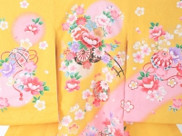 お宮参り初着レンタル 掛け着 黄色 正絹