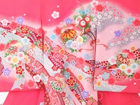 お宮参り初着レンタル 掛け着 ピンク 正絹