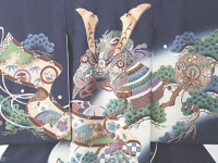 お宮参り初着レンタル 掛け着 紺 正絹