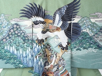 お宮参り初着レンタル 掛け着 グリーン 正絹