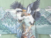 お宮参り初着レンタル 掛け着 グリーン 正絹