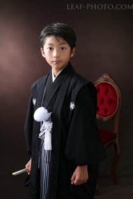 ハーフ成人式写真　男の子　紋服