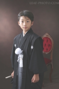 ハーフ成人式写真　男の子　紋服