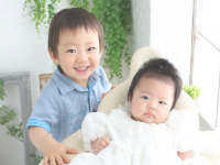 世田谷喜多見狛江のお宮参り写真　きょうだい