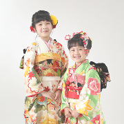 七五三7歳正絹着物レンタル　きょうだい10歳7歳　世田谷区喜多見狛江
