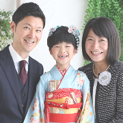 七五三7歳正絹着物レンタル　家族　ピンク　世田谷区喜多見狛江