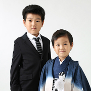 七五三5歳正絹着物レンタル　金閣紺　兄弟　世田谷区喜多見狛江