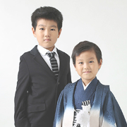 七五三5歳正絹着物レンタル　金閣紺　兄弟　世田谷区喜多見狛江