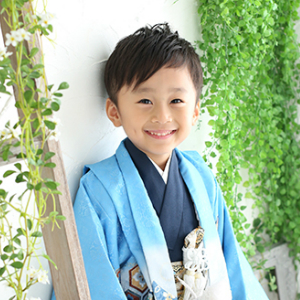 七五三5歳着物レンタル　水色　世田谷区喜多見狛江