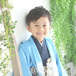 七五三5歳着物レンタル　水色　世田谷区喜多見狛江