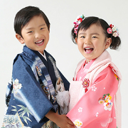 七五三3歳正絹着物レンタル　きょうだい　世田谷区喜多見狛江