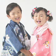 七五三3歳正絹着物レンタル　きょうだい　世田谷区喜多見狛江