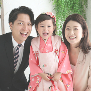 七五三3歳正絹着物レンタル　家族　世田谷区喜多見狛江