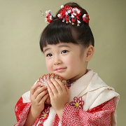 七五三3歳正絹着物レンタル　赤絞りアンティーク　世田谷区喜多見狛江