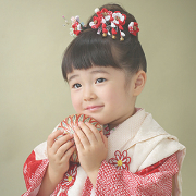 七五三3歳正絹着物レンタル　赤絞りアンティーク　世田谷区喜多見狛江