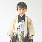 七五三5歳着物レンタル　クリーム　世田谷区喜多見狛江