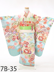 七五三7才着物レンタル　水色