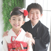 七五三7歳正絹着物レンタル　きょうだい　白　世田谷区喜多見狛江