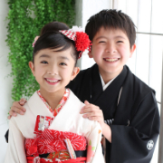 七五三7歳正絹着物レンタル　きょうだい　白　世田谷区喜多見狛江