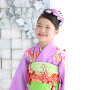 七五三7歳正絹着物レンタル　紫　世田谷区喜多見狛江