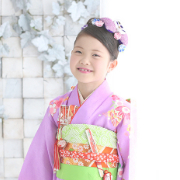 七五三7歳正絹着物レンタル　紫　世田谷区喜多見狛江