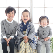 七五三5歳着物レンタル　紺　きょうだい　世田谷区喜多見狛江