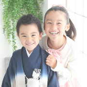 七五三5歳正絹着物レンタル　金閣紺　きょうだい　世田谷区喜多見狛江