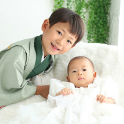 七五三5歳着物レンタル　緑　きょうだい　世田谷区喜多見狛江