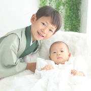 七五三5歳着物レンタル　緑　きょうだい　世田谷区喜多見狛江