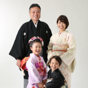 七五三7歳正絹着物レンタル　家族　薄紫　世田谷区喜多見狛江