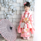 七五三3歳正絹着物レンタル　ピンク　世田谷区喜多見狛江