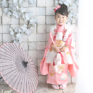 七五三3歳正絹着物レンタル　ピンク　世田谷区喜多見狛江