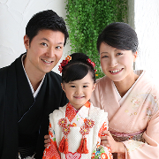 七五三3歳正絹着物レンタル　家族　世田谷区喜多見狛江