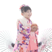 七五三3歳着物レンタル　紫 ピンク　世田谷区喜多見狛江