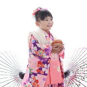 七五三3歳着物レンタル　紫 ピンク　世田谷区喜多見狛江