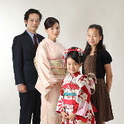 七五三7歳正絹着物持込　家族写真　世田谷区喜多見狛江