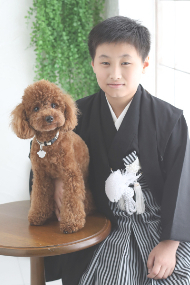 ハーフ成人式写真　男の子　紋服