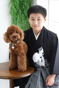 ハーフ成人式写真　男の子　紋服