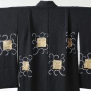 フォトスタジオリーフ5才正絹着物 黒　唐草