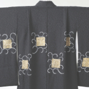 フォトスタジオリーフ5才正絹着物 黒　唐草