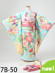 七五三7歳着物レンタル 水色