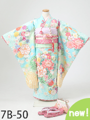 七五三7歳着物レンタル 水色