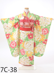 七五三７歳着物レンタル 黄緑