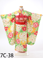 七五三７歳着物レンタル 黄緑