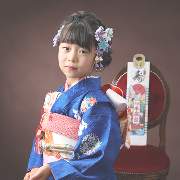 七五三7歳正絹着物レンタル　青　世田谷区喜多見狛江