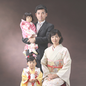 七五三3歳正絹着物レンタル　家族　世田谷区喜多見狛江