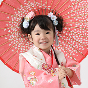 七五三3歳正絹着物レンタル 正絹　ピンク　世田谷区喜多見狛江