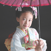 七五三7歳正絹着物レンタル　水色総絞り　世田谷区喜多見狛江